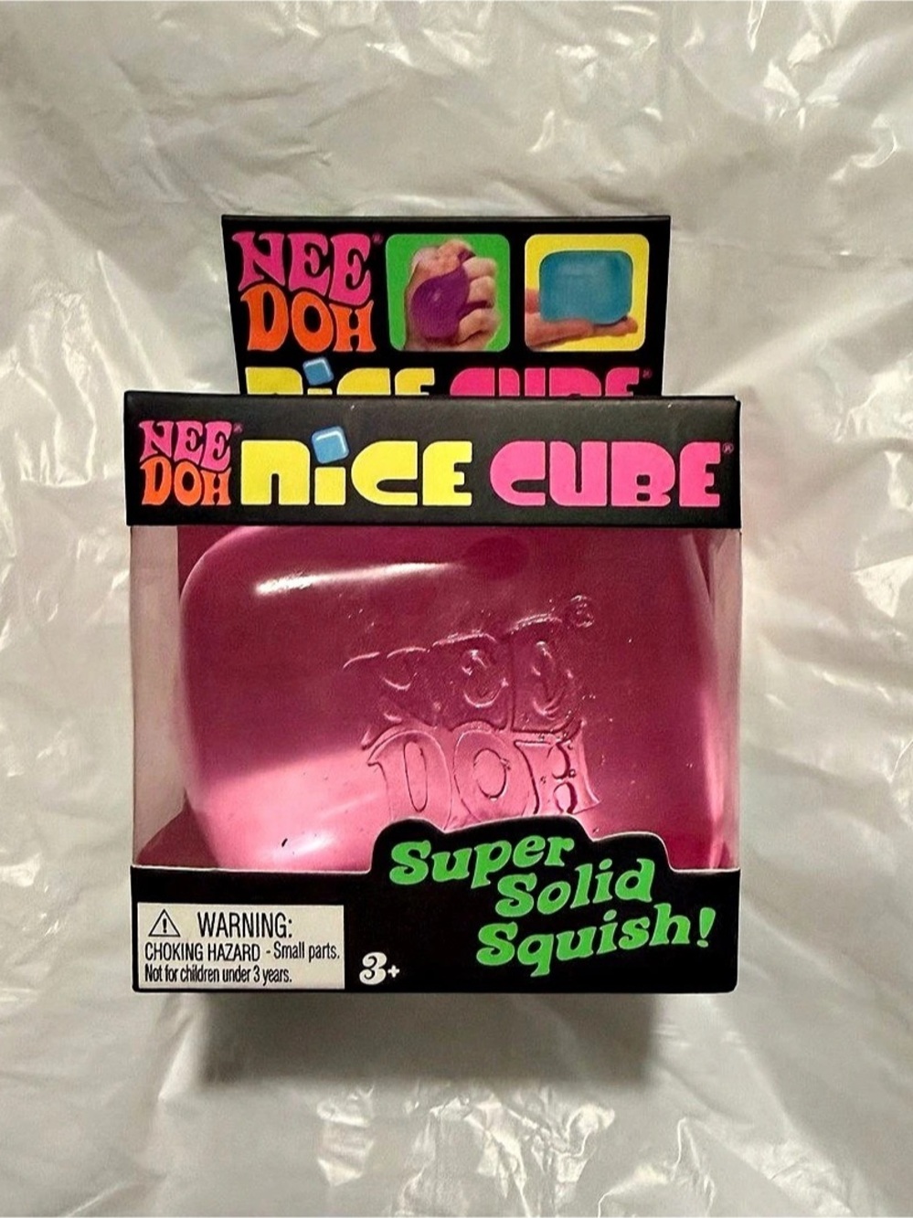 Nee Doh Nice Cube Super Solid Squish Toy Pink & Blue NWT